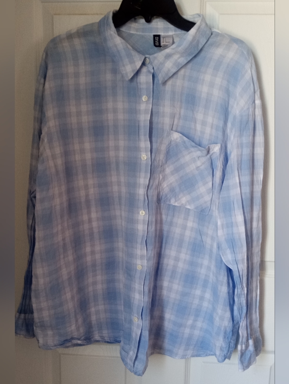 Divided Light Blue Plaid Button-Down Shirt